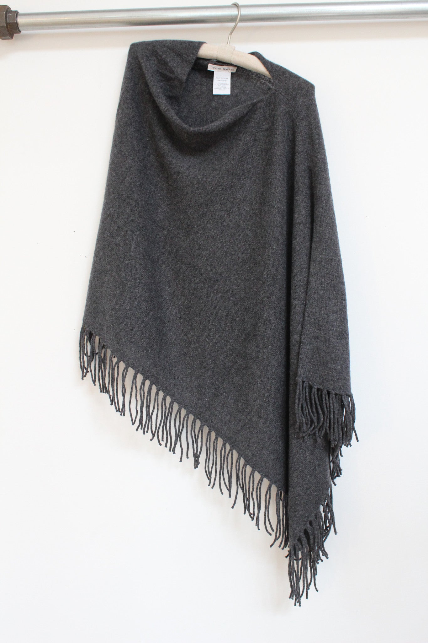 fringe poncho - charcoal