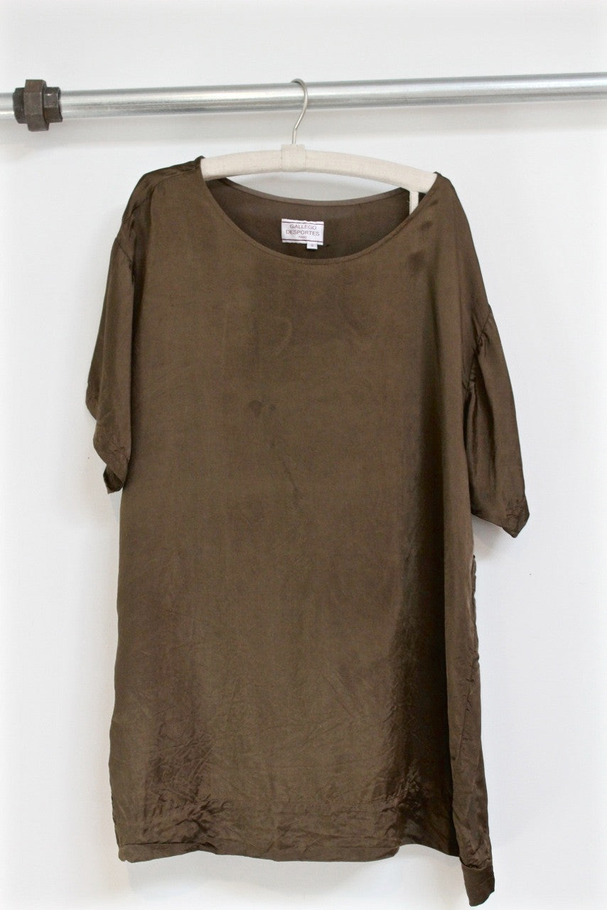 cupro tee shirt dress - gold