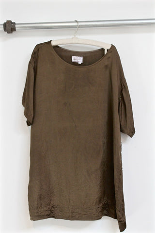 cupro tee shirt dress - gold