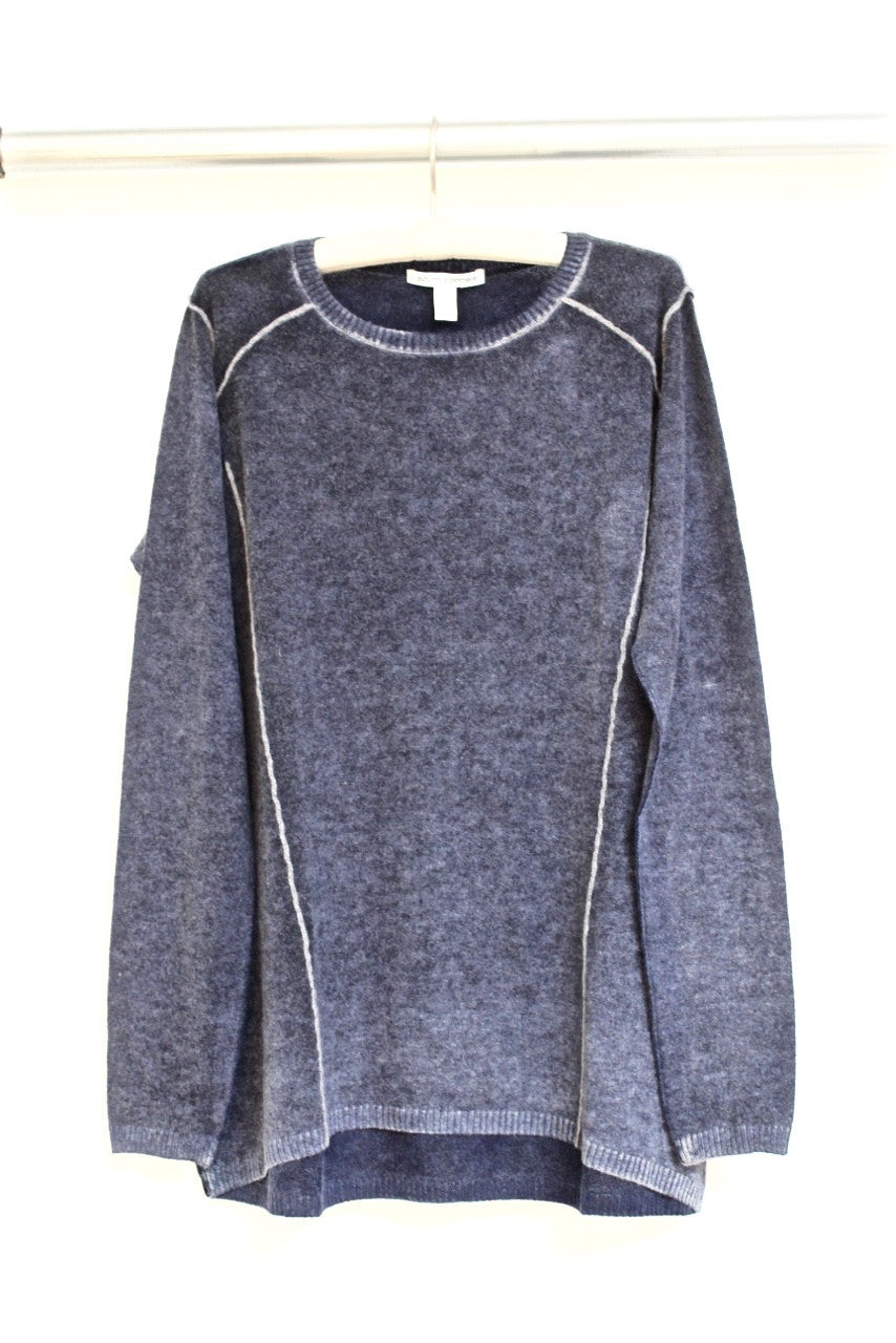 hi lo crew with exposed seams