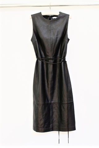 leather dress with wrap belt