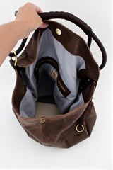 hl leather bag - caffe