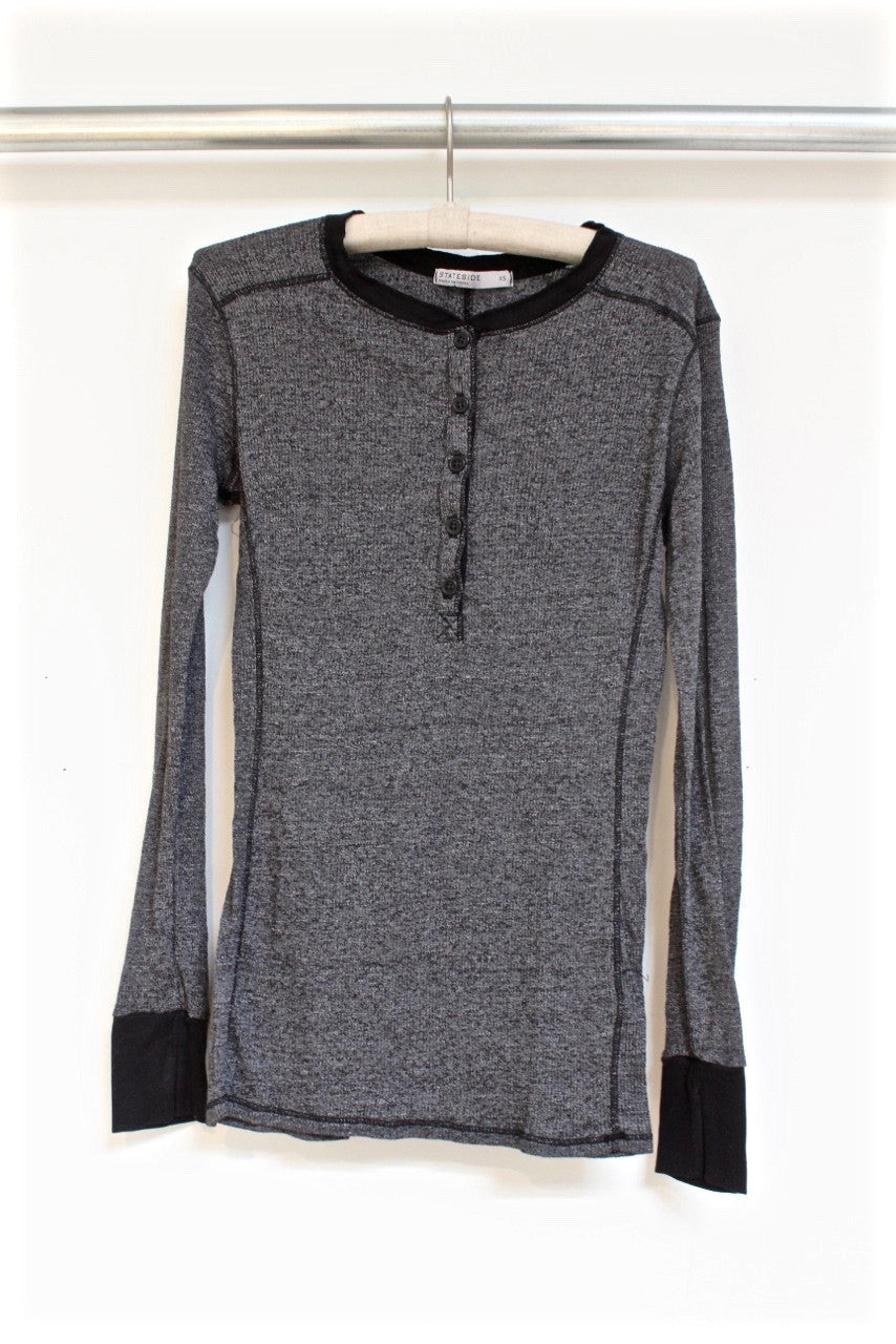 rib henley - black