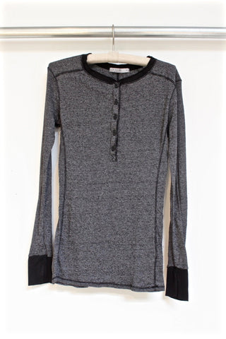 rib henley - black