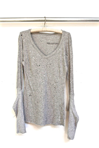 v-neck paint splatter tee