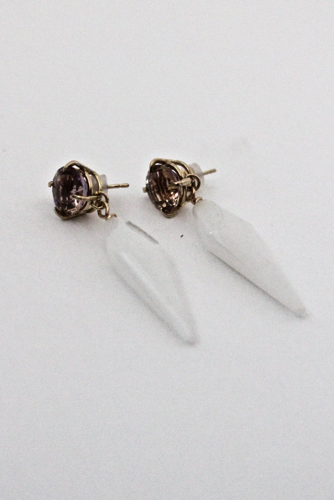 white quartz drop earrings