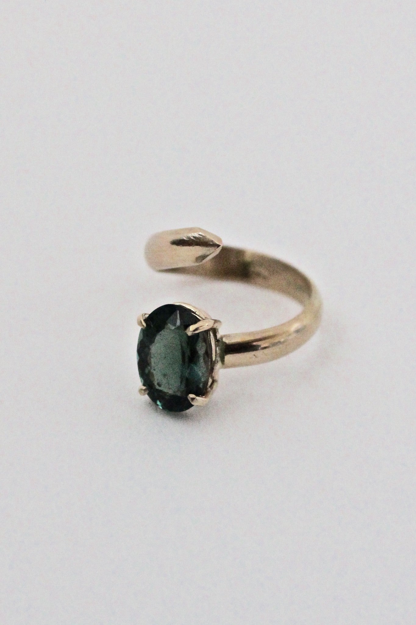 open ring - green oval tourmaline