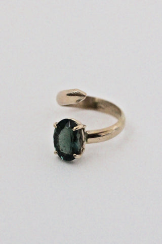 open ring - green oval tourmaline