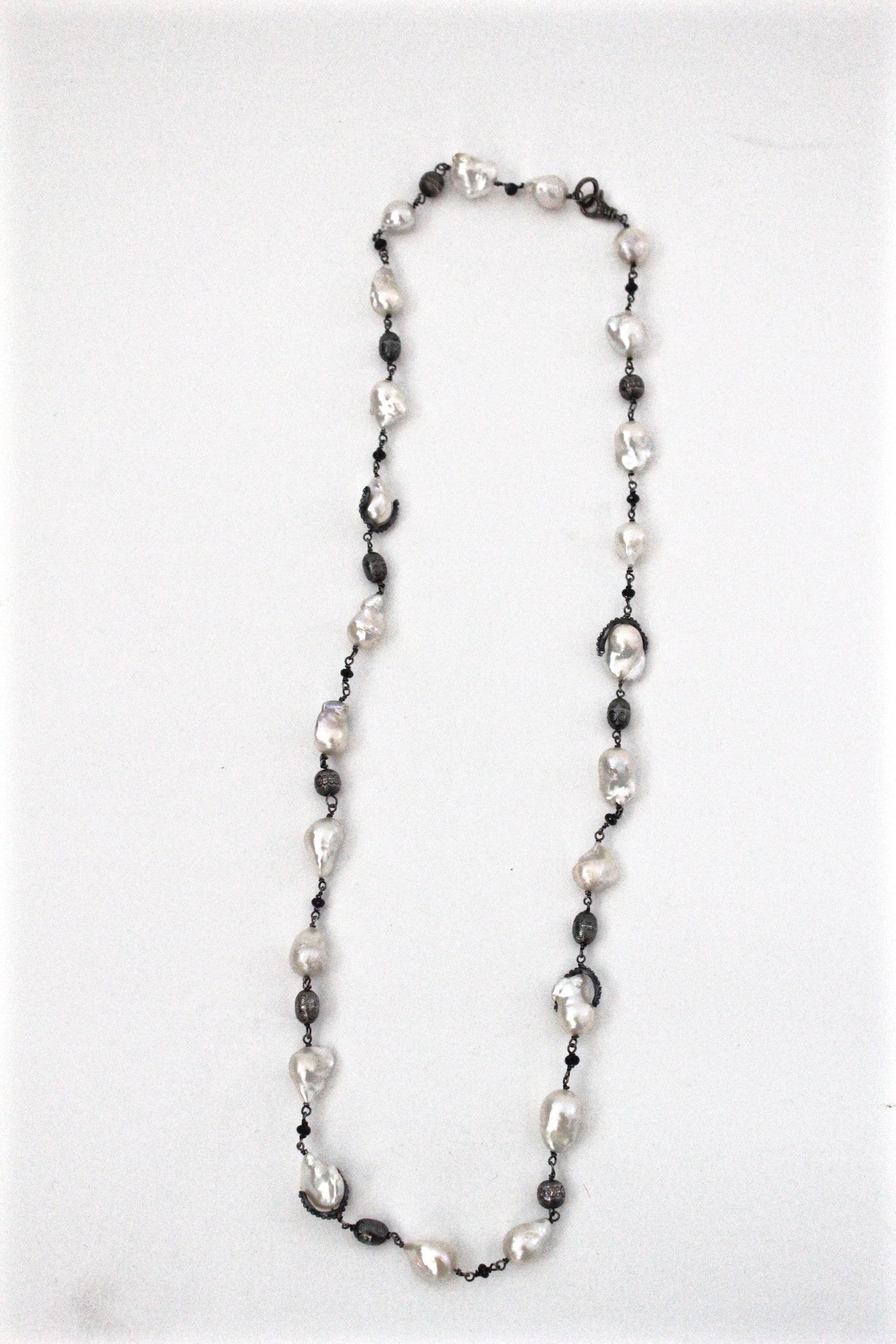 baroque pearl and black spinel necklace