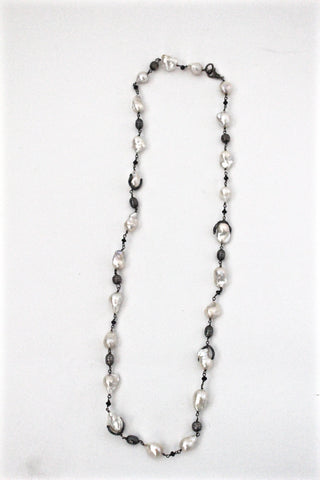 baroque pearl and black spinel necklace