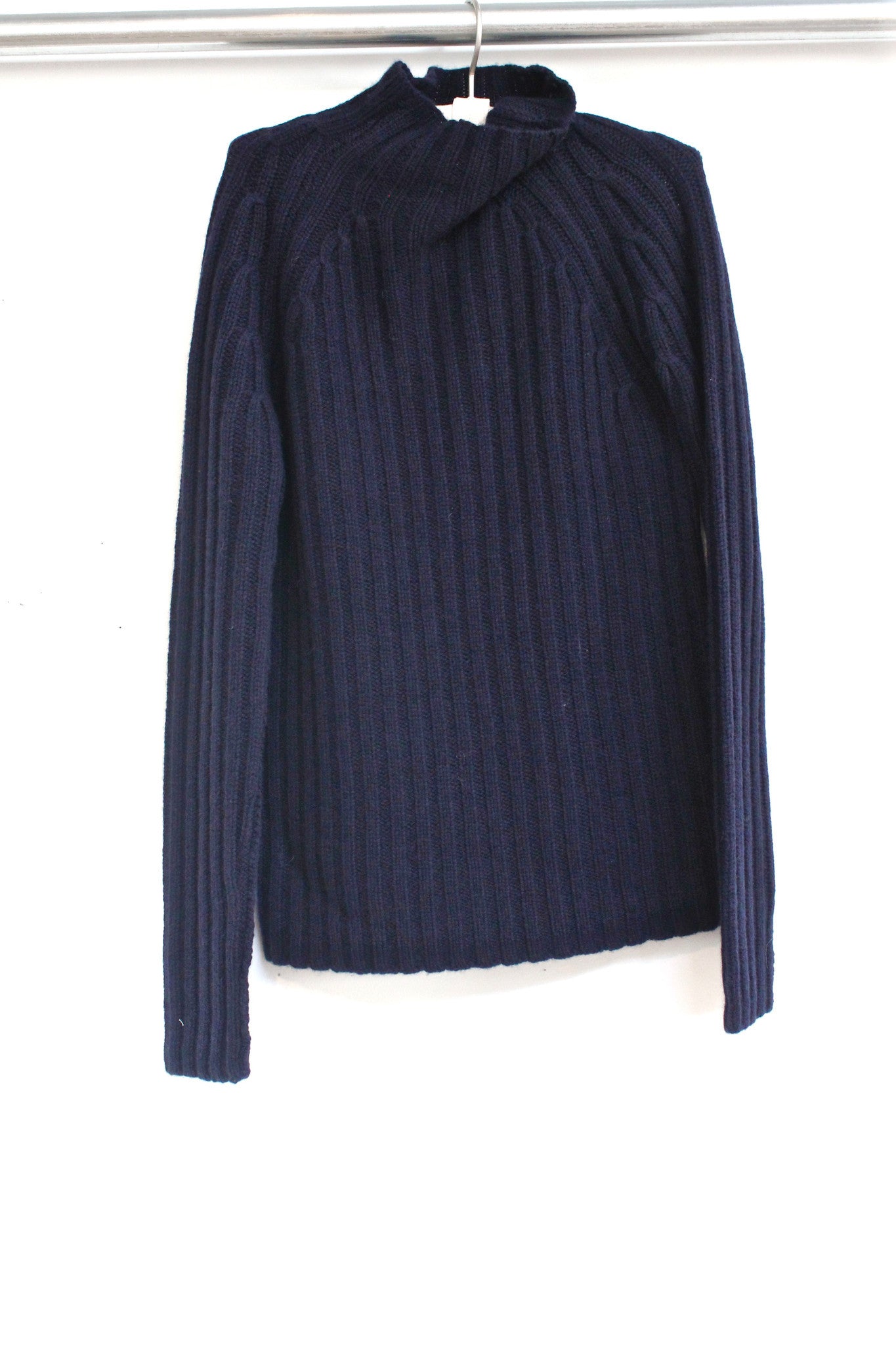 funnel neck rib sweater