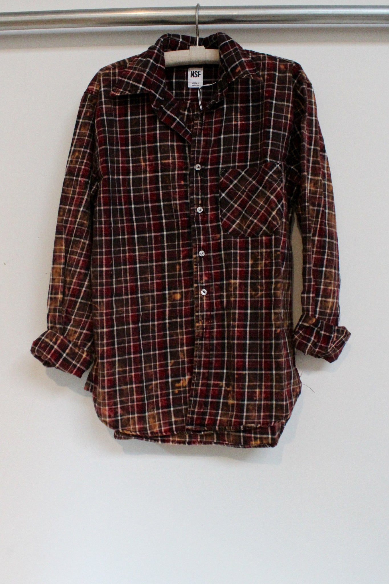 axel plaid button down - burgundy acid