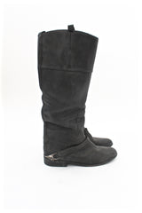 charlye leather riding boot - soft black