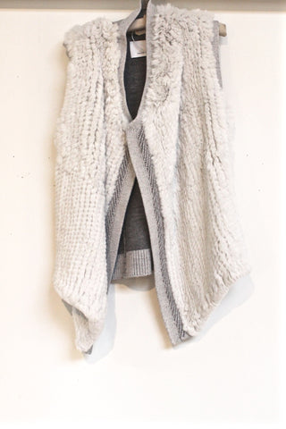 fur vest with sweater back