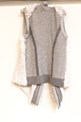 fur vest with sweater back