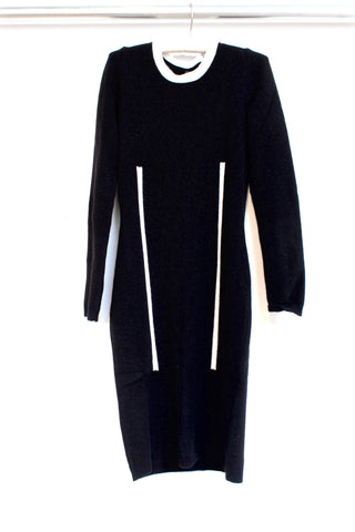 black and white knit dress