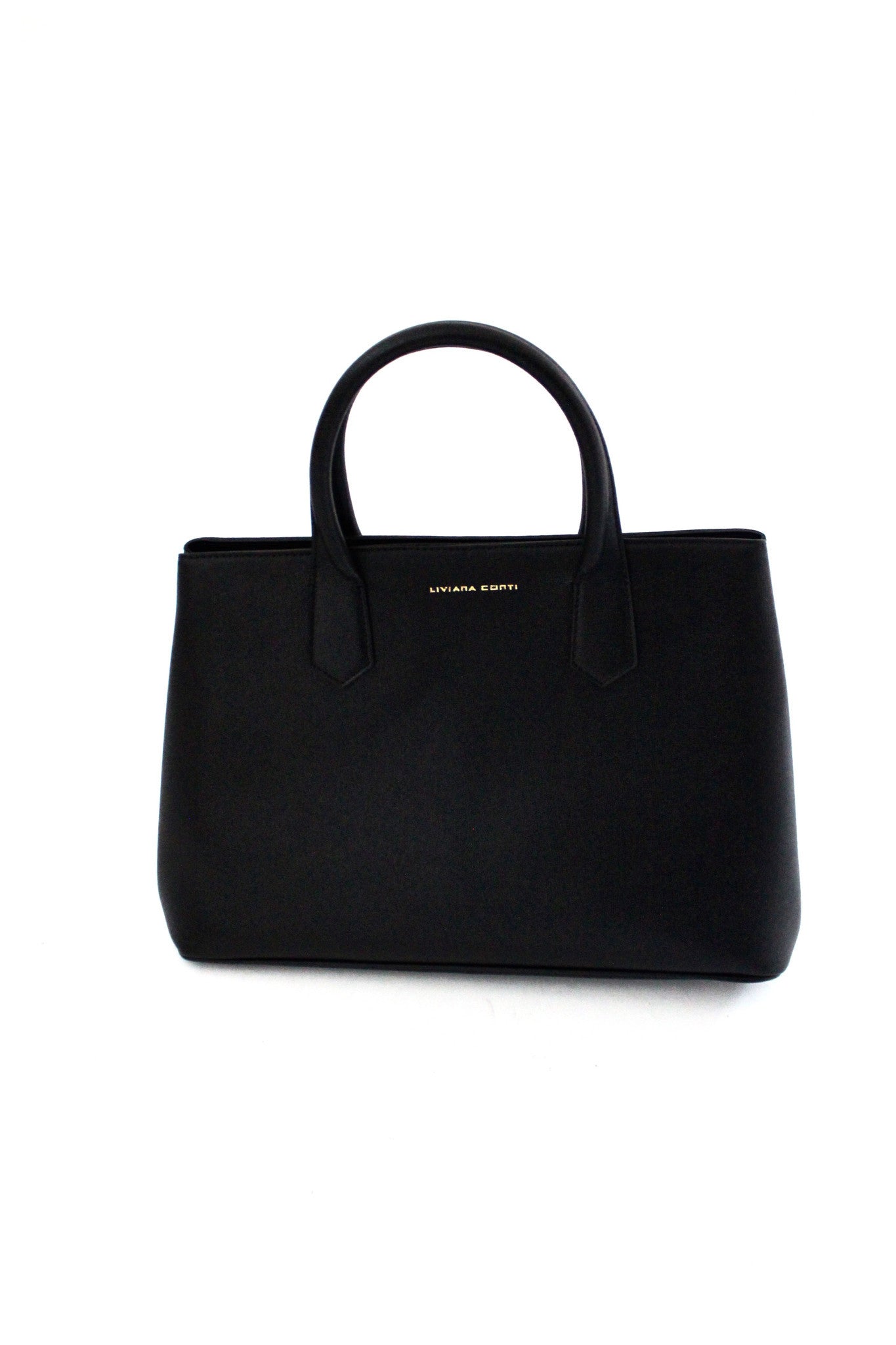 black leather handbag
