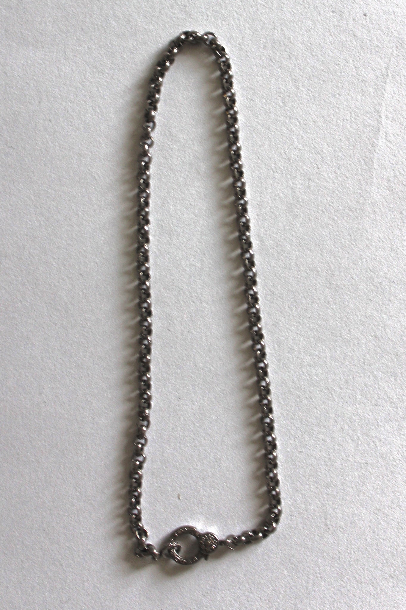 oxidized sterling short chain with pave diamond clasp