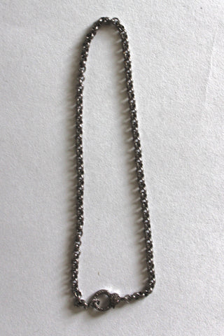 oxidized sterling short chain with pave diamond clasp