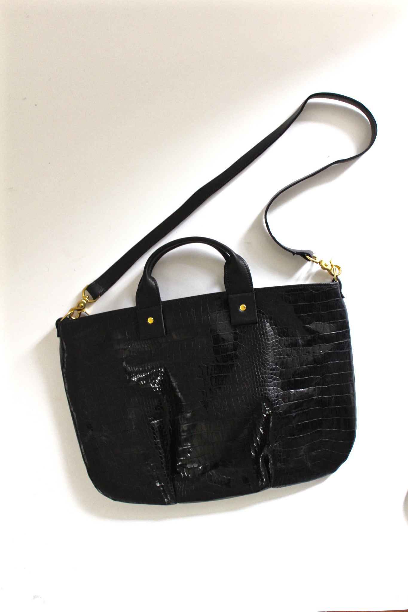 messenger bag - black embossed