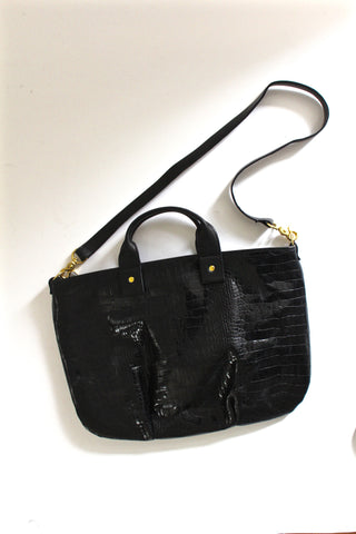 messenger bag - black embossed