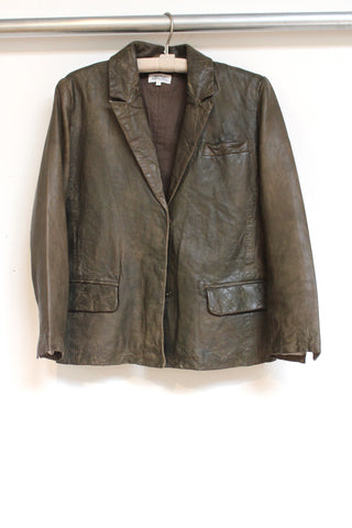leather blazer - olive