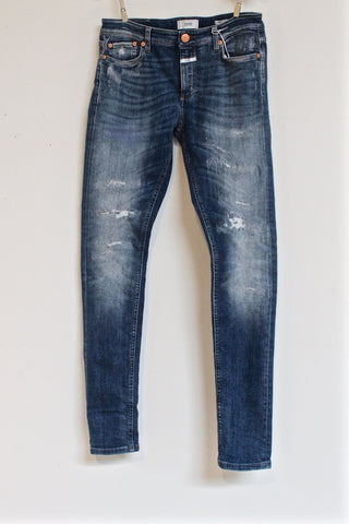 repaired destroyed vintage jeans