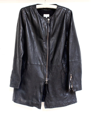 leather coat - black