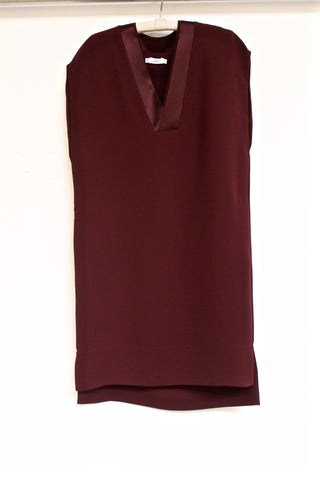 satin trim v-neck shift dress