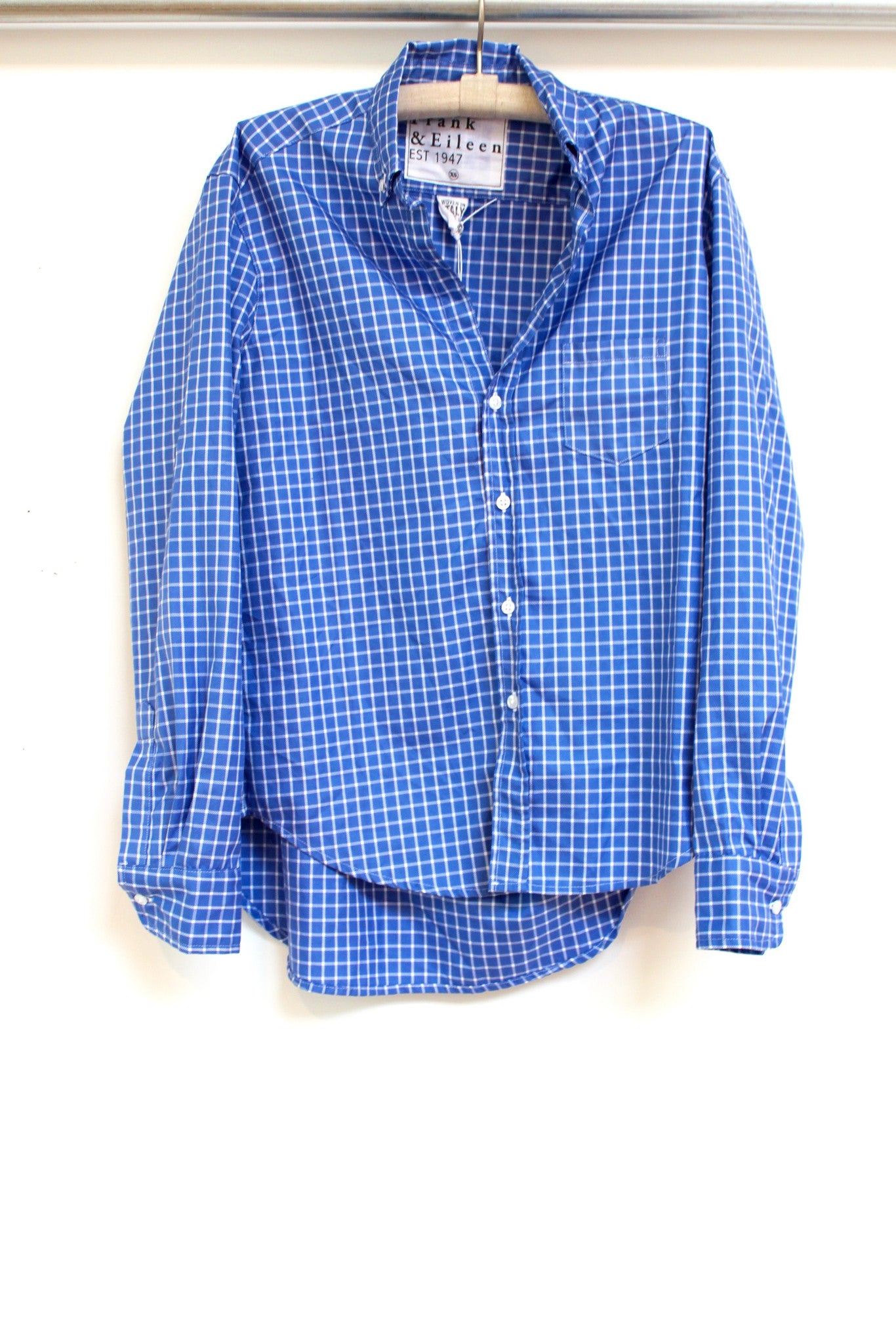 eileen - blue and white grid