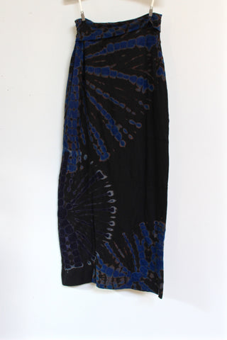 double layer maxi skirt - blue tie-dye