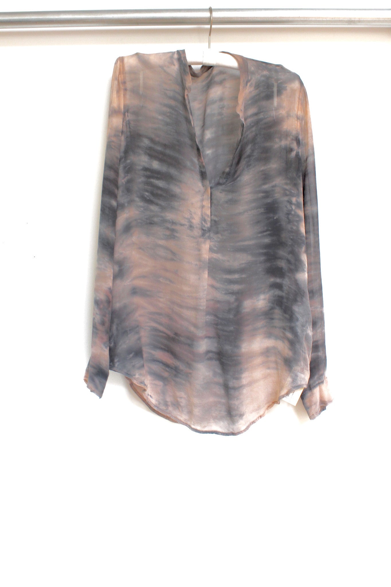 silk  henley blouse - rose