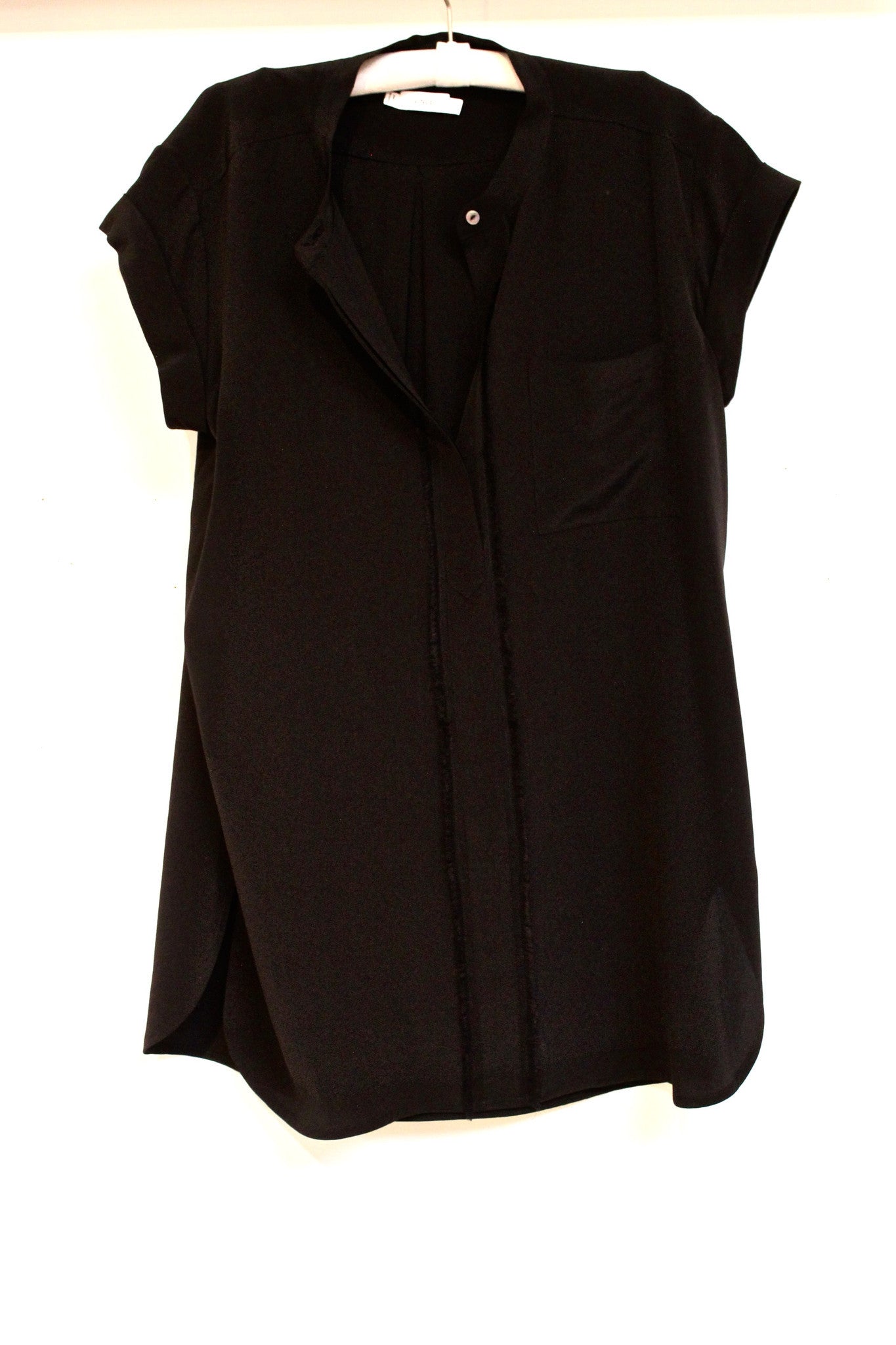 frayed edge placket blouse