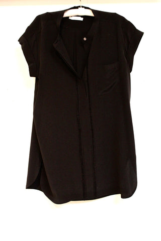 frayed edge placket blouse