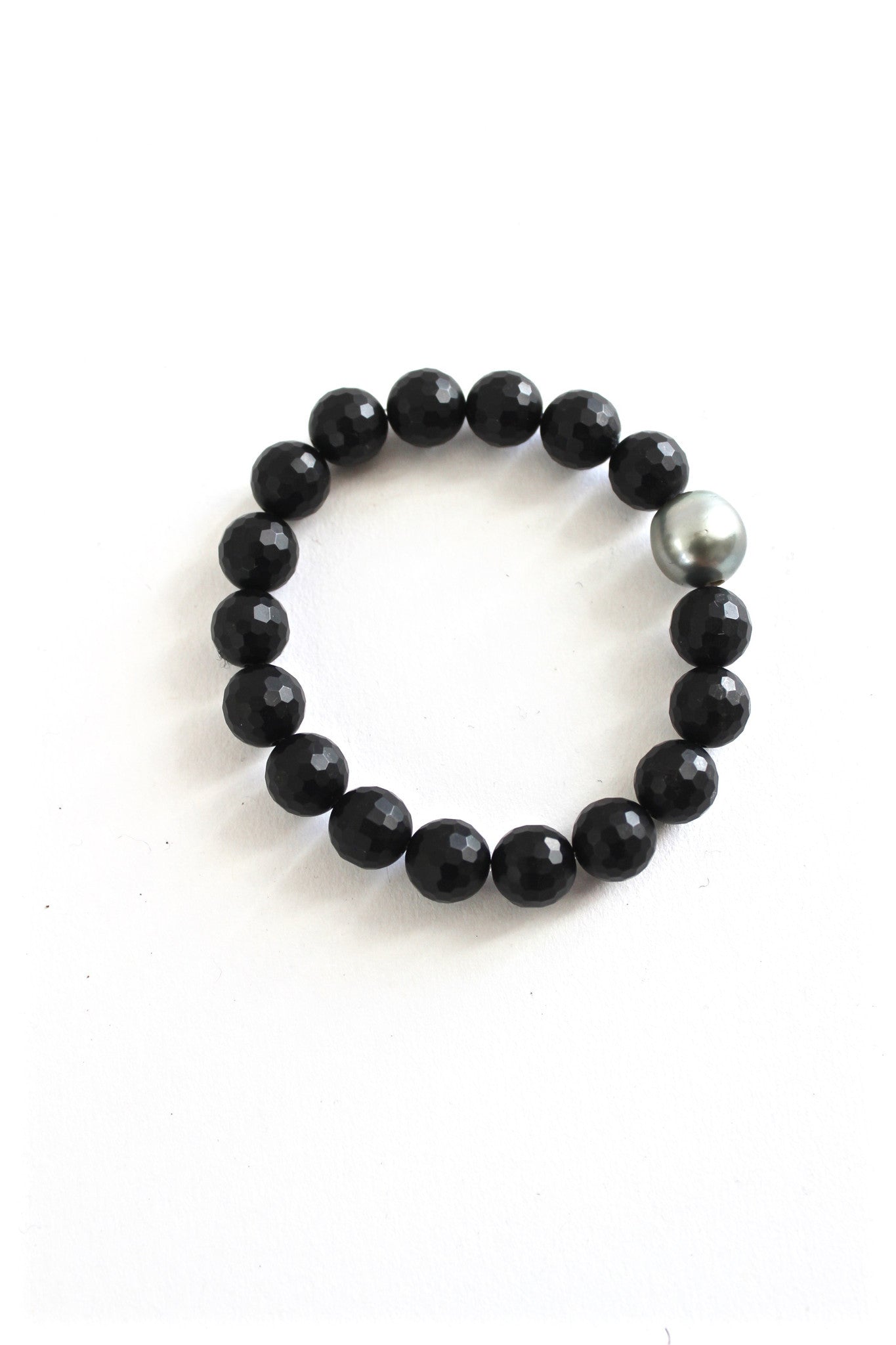 faceted agate bracelet with tahitian pearl