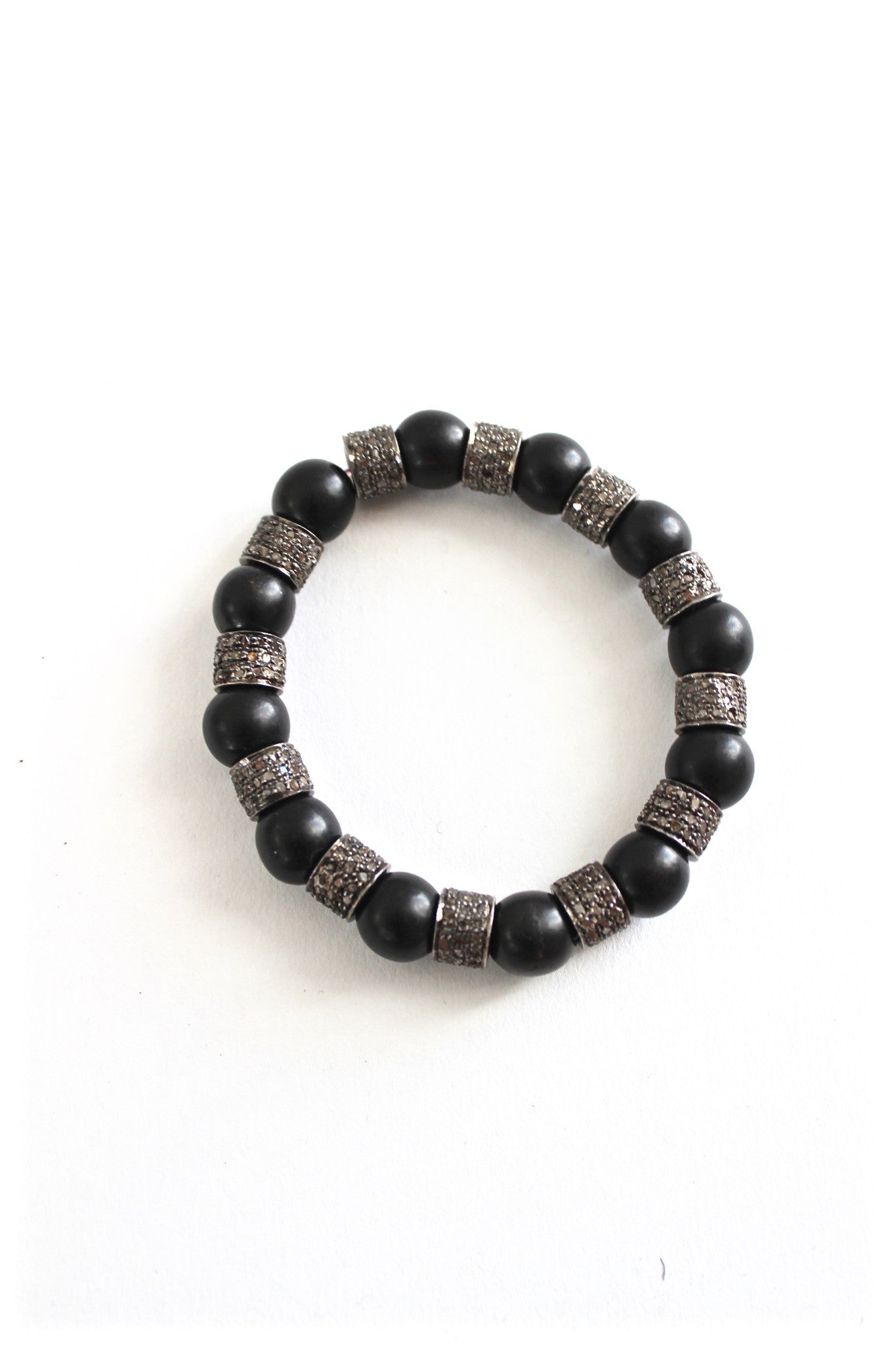 black wood and diamond bead bracelet