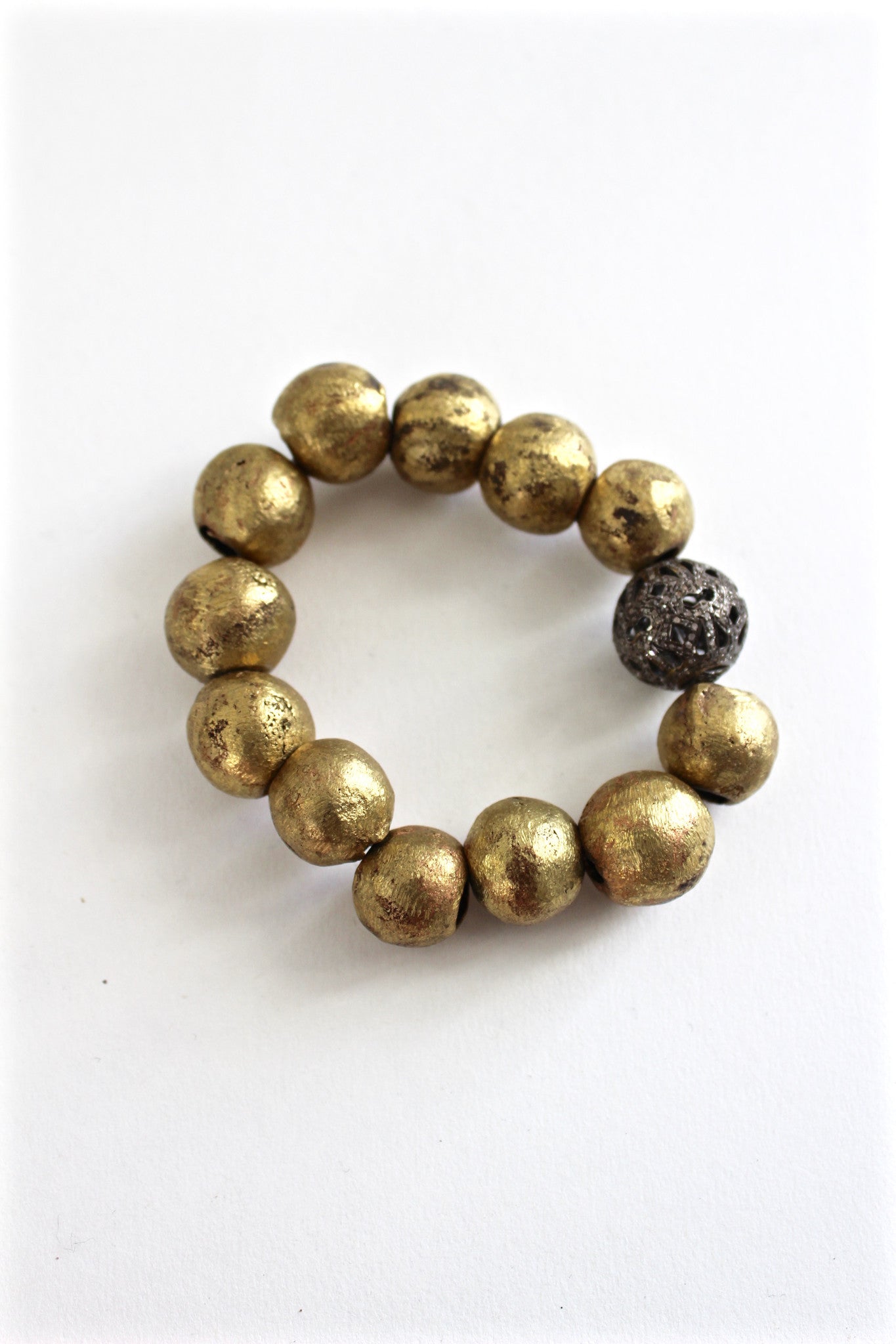 african golden bead bracelet with diamond bead