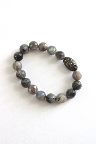 labradorite bracelet with diamond bead