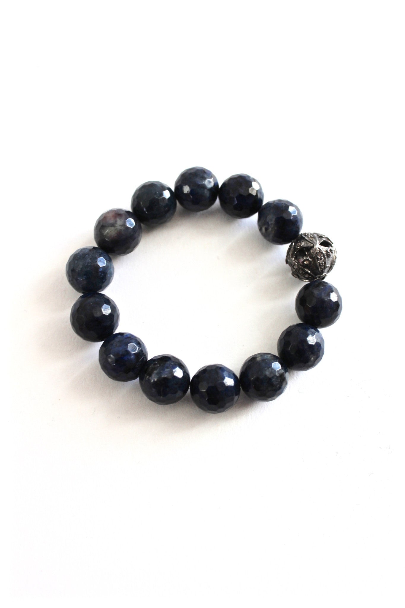 dumortierite bracelet with small diamond bead