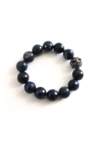 dumortierite bracelet with small diamond bead