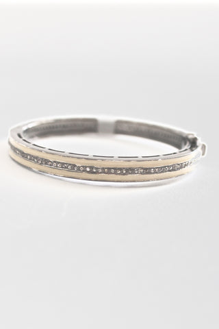 ceramic bracelet with diamond inlay - ivory
