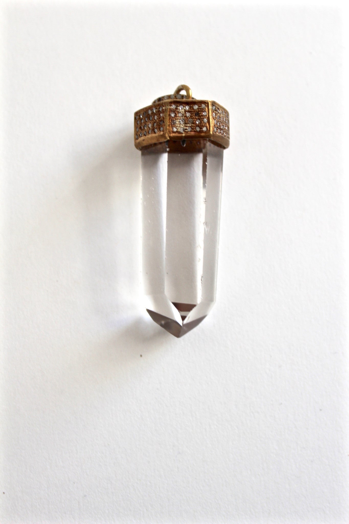 crystal with brass and diamond cap