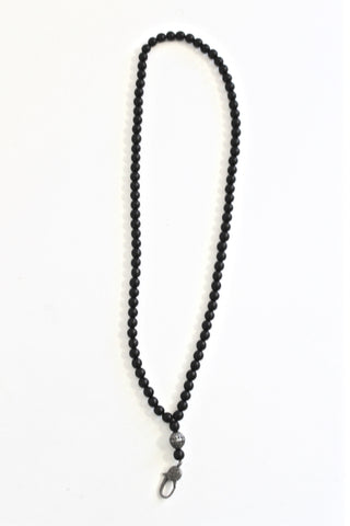 wood bead necklace with diamond bead and clasp