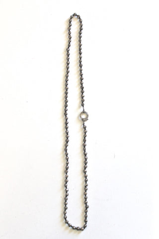 silver hand-hammered bead necklace w/ diamond clasp
