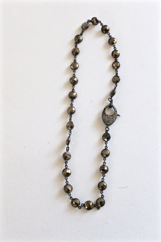 pyrite necklace with diamond clasp - short