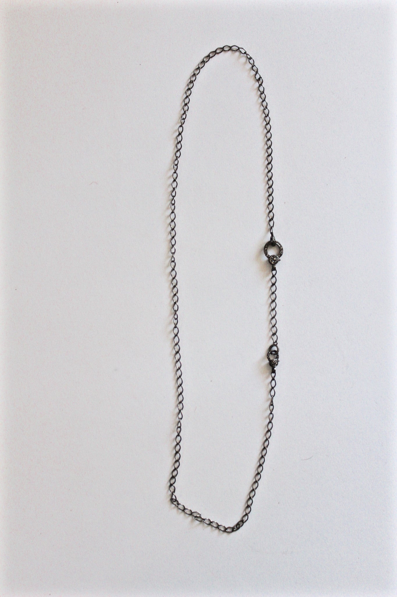 silver thin chain necklace with double clasps