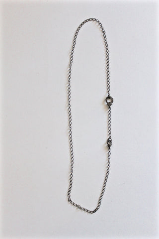 silver thin chain necklace with double clasps
