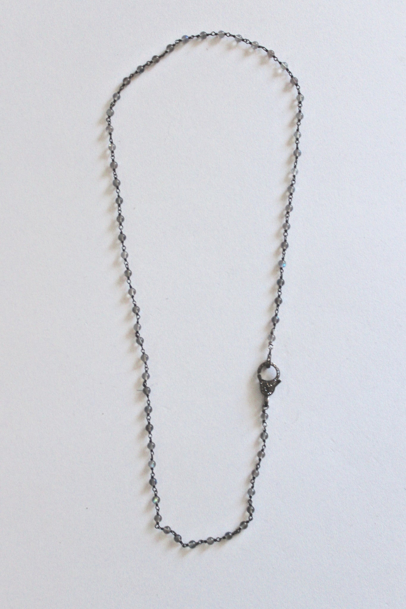 labradorite bead necklace with diamond clasp