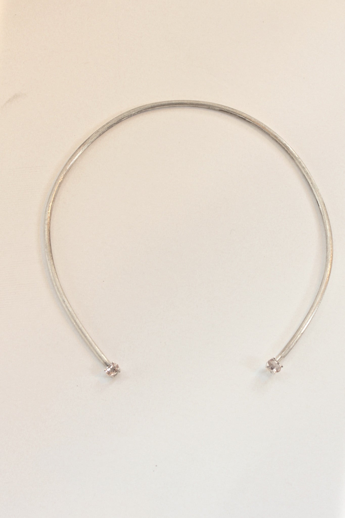 sterling silver open choker necklace with faceted morganite stones