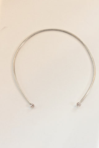 sterling silver open choker necklace with faceted morganite stones